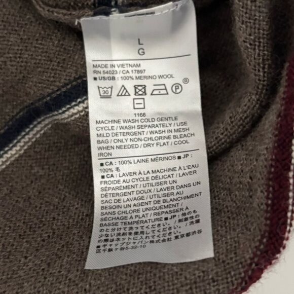 Banana Republic Sweater Men’s Large Merino Wool Striped Retro Academia Preppy - Picture 4 of 12